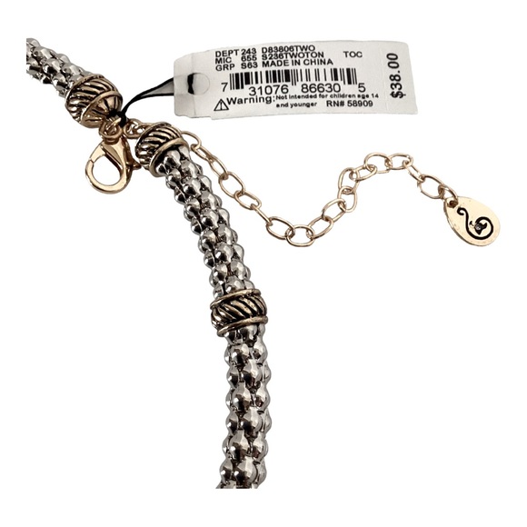 Scroll Gold And Silver Tone Metal Wire Statement Collar Necklace Crystal Accents - Picture 5 of 13